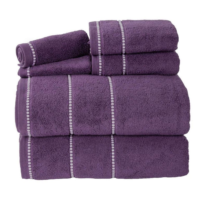 Lavish Home 6 Piece Bathroom Towels Set - 525GSM 100% Cotton Bathroom Essentials - 2 Bath Sheets, 2 Hand Towels, and 2 Wash Cloths for Bath, Shower, Gym, Spa, and Dorm Room (Eggplant)